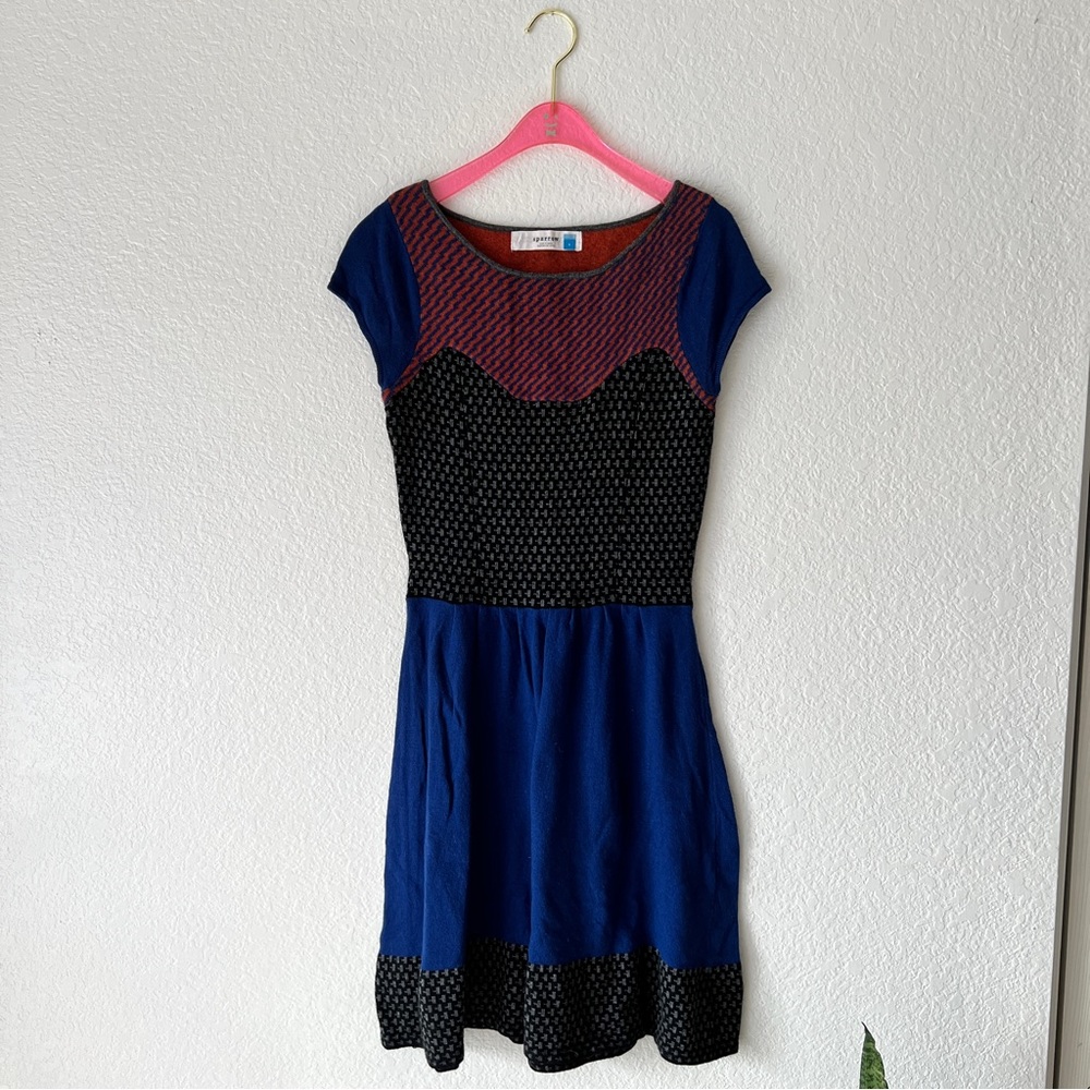 Vintage Anthropologie Sparrow Intarsia Cashmere Wool Blend Sweater Dress Size S